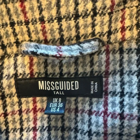 Missguided Houndstooth Peacoat, Size 4 Tall (GUC) - Picture 5 of 8